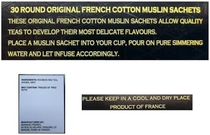 Mariage Freres, Red Tea, Rouge Casablanca, 30 traditional cotton muslim tea bag sachets (1 Pack)