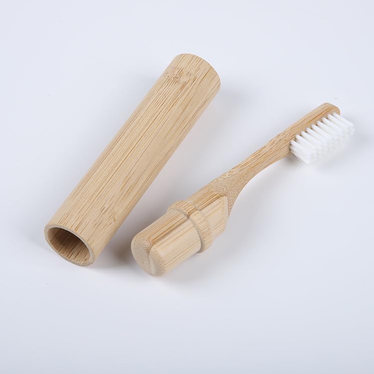 Folding Travel Toothbrush Bamboo Toothbrushes Case Holder Kit Portable Soft Bristle Travel Size Toothbrush with Bamboo Handle Cover Reusable Compact Case