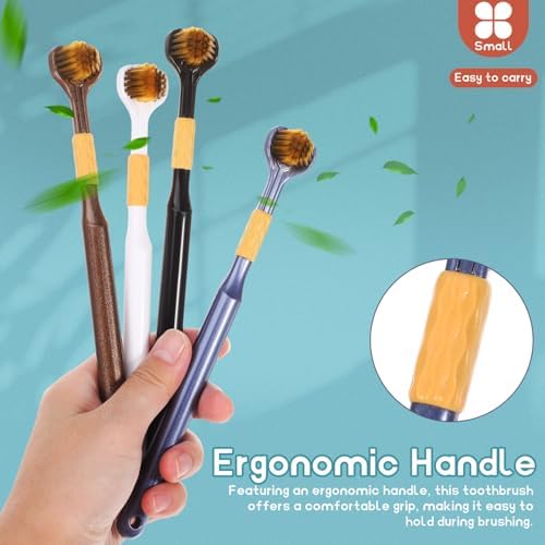 FRCOLOR Three Sided Toothbrush for Adults Soft Bristle Manual Toothbrush with Ergonomic Handle Multi Face Design for Home and Travel Oral Care Pack of 4