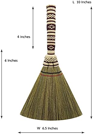 2 Piece Small Whisk Broom Handheld Brush Whisks Away Dust, Dirt & Debris Brush Hanger for Easy Storage Perfect for Indor Outdoor and Car - Short of Asian Whisk Broom (staw soft broom)