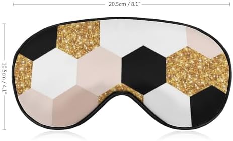 Geometric Golden Black and White Hexagon Grid Chic Sleep Mask for Women Men, Light Blocking Breathable Eye Mask with Adjustable Strap, Pressure-Free Comfortable Eye Cover for Travel Nap