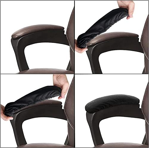 Office Chair Arm Armrest Covers – Stretchable Slipcover Protector Sleeve for Computer Gaming Desk Rotating Chairs Easy Install & Clean, Comfortable (Matt Black, 1 Pair)