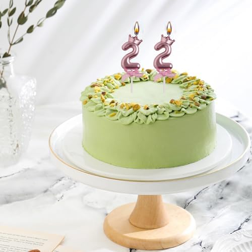22nd Birthday Candles, Rose Gold 22 Year Old Number Birthday Candles, Happy Birthday Party Decorations Cake Topper Gifts for Men Women