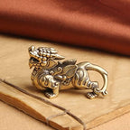 CLISPEED Feng Shui Kylin Statue Brass Home Decor Attract Wealth and Good Luck Wealth Prosperity Qilin Golden Feng Shui Unicorn Decor