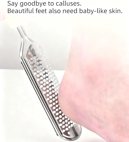 Professional Stainless Steel Foot File, Detachable Pedicure Rasp, Colossal Foot Scrubber for Hard Skin Removal, Wet and Dry Use