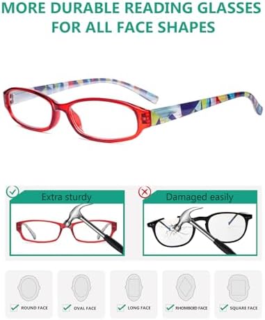 Eyekepper 5 Pack Ladies Reading Glasses with Pattern Arms - Design Readers for Women Reading