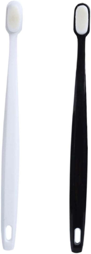 Beaupretty Soft Bristle Toothbrush for Gum Care 2pcs, Ultra Soft Adult Toothbrushes for Sensitive Gums, Couples Set with White and Black for Daily Oral Hygiene