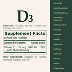 Nature's Bounty Vitamin D3 1000 100 mg Soft Gels, 120 Count