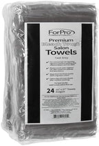 ForPro Professional Collection Premium Bleach Tough Salon Towels, Cool Grey, 100% Cotton, Bleach-Proof Towels, Stain Resistant, 16" W x 27" L, 24-Count