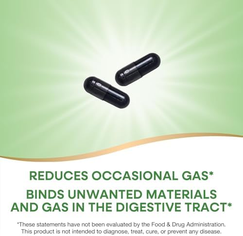 Nature's Way Activated Charcoal, Binds Unwanted Materials and Gas in the Digestive Tract*, 560 mg per 2-Capsule Serving, 100 Capsules (Packaging May Vary)