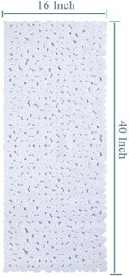 Webos Bath Shower Mat Non Slip: Extra Large Pebble Bathtub mat for Kids, Elderly, Anti Slip Shower Matt with Drain Holes Suction Cups Tub Mat - 16 X 40 Inch White