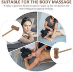 LALAFINA Back Massager Handheld Wooden Massage Hammer for Body Pain Relief Neck Shoulder Leg Feet Relaxation 15.74 Inch Long Handle Tool