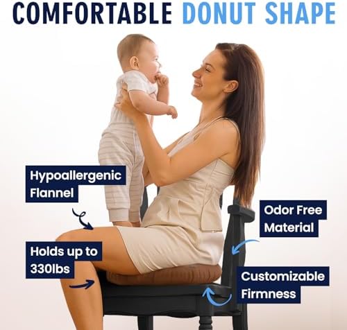 Dr. Frederick's Original Inflatable Donut Pillow - 15" Seat Cushion for Tailbone Pain, Hemorrhoids & Bed Sores – Doctor-Developed for Postpartum, Prostatitis & Travel - Odor-Free, Durable Vinyl - Red