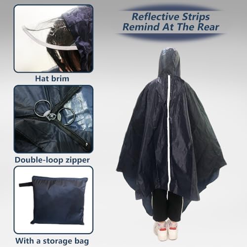 Elderly Mobility Scooter Poncho - 3 or 4 Wheel Scooter Rain Cover Cape Wheelchair Bicycle Protective Coat for Snow Water Sleet Resistance, 64" x 55"