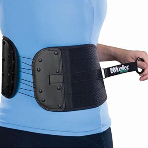 Mueller Sports Medicine Adjustable Back & Abdominal Support, Belt, Back Pain Relief Support for Men and Women, Ideal for Lower Back Pain, Weakness, Fatigue, Black, One Size