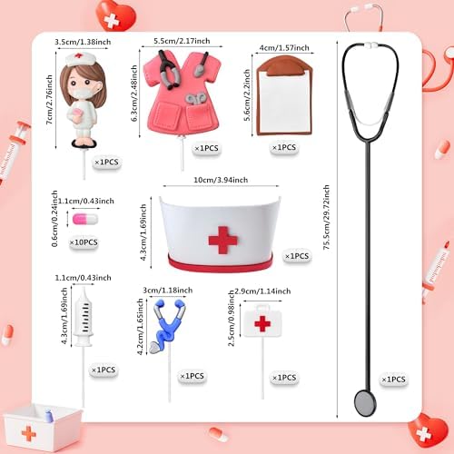 18PCS Nurse Cake Topper Nursing Cupcake Toppers for Nursing Doctor Graduation Party Supplies