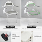 Height-Adjustable Folding Shower Seat with Padded Backrest – Wall-Mounted Shower Bench for Seniors, Elderly, Disabled, and Pregnant Individuals