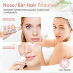 Ear and Nose Hair Trimmer Clipper - 2026 Professional Painless Eyebrow & Facial Hair Trimmer for Men Women, Battery-Operated Trimmer with IPX7 Waterproof, Dual Edge Blades for Easy Cleansing Pink