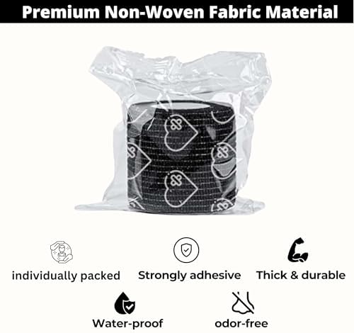 Premium Latex Free Self Adhesive Bandage Wrap - 2 Inch x 5 Yards, 6 Pack | Elastic Cohesive Bandages, Vet Wound Tape for Pet, Athletic Adherent Grip for Sports, Medical and Tattoo Supplies