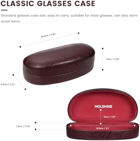 molshine Hard Shell Sunglasses Case,Classic Large Glasses Case for Sunglass, Eyeglasses with Cleaning Cloth, Pocket