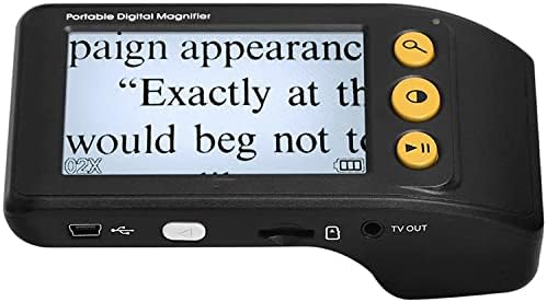Portable Digital Video Magnifier Electronic Reading Aid 3.5 Inch LCD Screen for Low Vision 2x-25x Zoom Foldable Handle (Black)