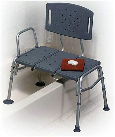 HEALTHLINE Transfer Bench Adjustable Height 500 Lbs, Heavy Duty Bariatric Tub Transfer Bench with Back, Non-Slip Seat, Bath Shower Bench Chair for Bathroom for Elderly Disabled