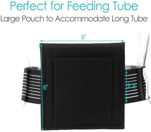 [2 Pack] Feeding Tube Belt, PEG Tube Holder G-Tube Abdominal Belt Breathable Black with Slit for G Tube J Tube PEG Tube Supplies, No More Taping The Tube