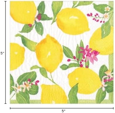 Caspari Limoncello Paper Cocktail Napkins - 20 Per Box
