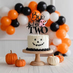 Pink Glitter Boo I'm Two Cake Topper, Two Spooky/Happy 2nd Birthday, Halloween Boo Spooky Themed 2nd Birthday Party Decorations Supplies