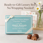 ANDY ANAND CHOCOLATIER Sugar Free & Gluten Free Belgian Chocolate Truffles Gift Box - European Imported Chocolate Truffles, Handcrafted Diabetic Snacks for Adults (48 Pcs)
