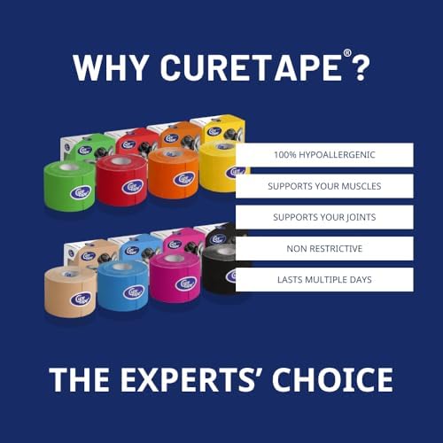 CureTape Classic | Kinesiology Tape for Muscle & Joint Pain | Elastic Therapeutic Tape | Waterproof Athletic Tape | Medical K Tape (Beige)
