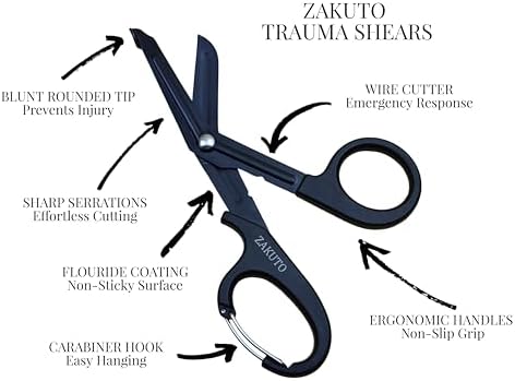 Trauma Shears 2 Pack with Carabiner Clip – 8” Heavy Duty EMT Nurse Scissors, Surgical Medical Bandage & Paramedic Shears for First Aid Emergency, Stainless Steel Non-Stick Blades