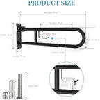 Toilet Grab Bar 30.3 Inch Black, Munzong Anti-Slip Handicap Grab Bars with Paper Holder, Flip-Up Bathroom Safety Rails, Stainless Steel Knurled Support handrails for Seniors Elderly Disabled Pregnant