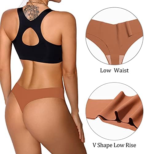 SHARICCA Women No Show Seamless Underwear Thong Invisible Soft Panties Multi Pack