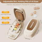 Pill Cutter Splitter for Small & Large Pills – Adjustable Tablet Cutter Divider (1/2, 1/3, 1/4) | Easy Accurate Pill Splitter, Safe Hidden Blade, for Seniors, Pets, Vitamins & Daily Medication