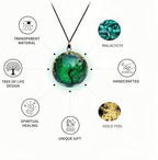 Handmade Orgone Pendant Malachite Chakra Gemstone Reiki Healing Crystals Chakra Orgonite Pendant Necklace for Good Luck Yoga Meditation Jewelry - Adjustable Rope (Green)