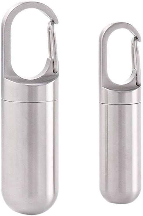 2Pcs Stainless Steel Mini Pill Case Sealed Storage Box, Portable Waterproof Small Pocket Pill Case Capsules Organizer