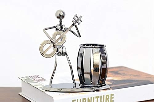 Music Theme Metal Pencil Holder, Office Supply Pen Organizer Desktop Decoration Stand Container (Typ1 Bass)