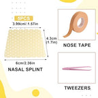 5 Pcs Thermoplastic Nasal Splint with Nose Tape, Reusable Nose Straightener, External Nose Protector Support for Nose Brace Fracture, Rhinoplasty Septoplasty Surgery, Nose Job Recovery Supplies
