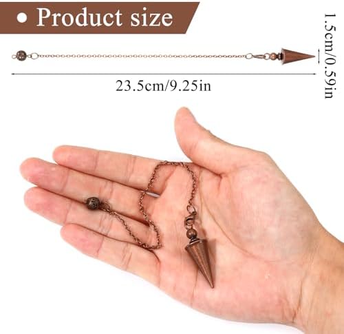 Sibba Divination Pendant Copper Pendulum Metal Dowsing Pendulum Divination Reiki Pendulums Chain Spiritual Point Pendulums Copper Pointed Pendant for Balance Meditation Scrying