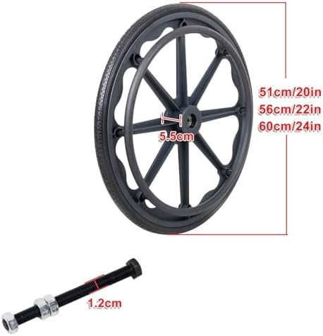 WORDFUN 2X Solid Wheel, Replacement Wheel for Manual Wheelchairs, Wheelchair Rear Wheel, Tires Wheels Assembly, PunctureResistant, with Metal Ball Bearings, AbrasionResistant