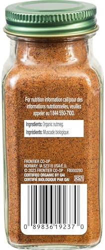 Simply Organic Pure Ground Nutmeg, 2.3 Ounce Jar,Aromatic, Subtly Spicy-Sweet Flavor, Organic, Kosher, No GMO, No ETO