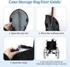 Cane Storage Bags with Adjustable Strap Design, Portable Walking Aid Storage Bag, Mobility Scooter Cane Holder for Mobility Scooters and Wheelchairs - Universal Canes and Umbrella Carry Bags (Large)