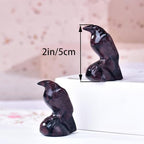Natural Garnet Crystal Raven Statue 2" Healing Crystal Handmade Sculpture Lucky Guardian Pocket Statues Reiki Meditation Office Home Decoration Gift