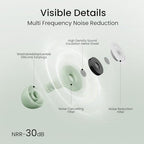 Ear Plugs, Soft Ear Plugs for Sleeping - 30dB Noise Cancelling Reusable Silicone Earplugs, Ultra Comfortable Fit for Studying, Concerts, Travel, 8 Ear Tips-Bean Green