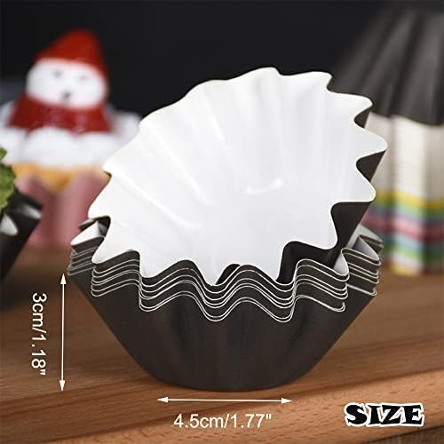 100 PCS Baking Cups Cupcake Liner Flared Brioche Standard Muffin Wrappers Greaseproof Coated Paper Cup for Wedding Birthday Holiday Party or Baby Shower (Brown)