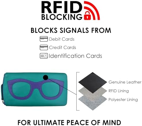 ili New York Smooth Leather Soft Eyeglass Case, Zip Closure with RFID Blocking Lining, Travel-Friendly in Vibrant Colors
