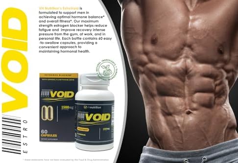 VH Nutrition ESTROVOID | Estrogen Blocker for Men | 1500mg Max Strength Natural Aromatase Inhibitor* W/ DIM, Longjack, Ashwagandha, Eleuthero, Cordyceps, Rhodiola, & Panax Ginseng