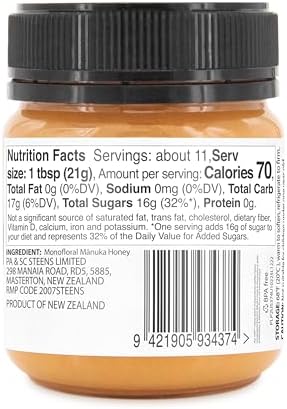 Steens Manuka Honey - MGO 263+ - Pure & Raw 100% Certified UMF 10+ Manuka Honey - Bottled and Sealed in New Zealand - 2x 7.9 oz Jar (UMF 10+, 7.9 oz (Pack of 2))