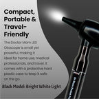 4th Generation Doctor Mom LED Pocket Pro Otoscope with Both Adult and Pediatric Disposable Specula Tips, Battery, and Protective Hard Plastic Case - Black